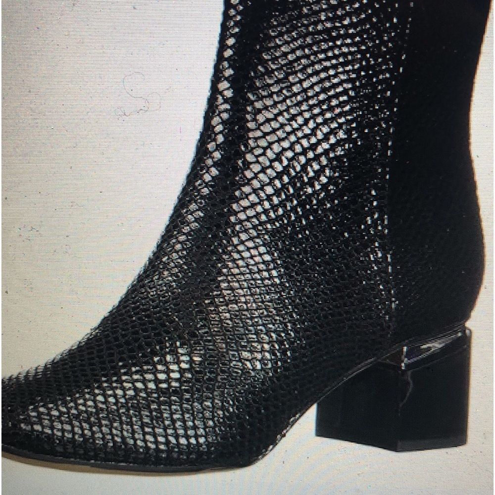 Franco Sarto Black Mesh Ankle Boots